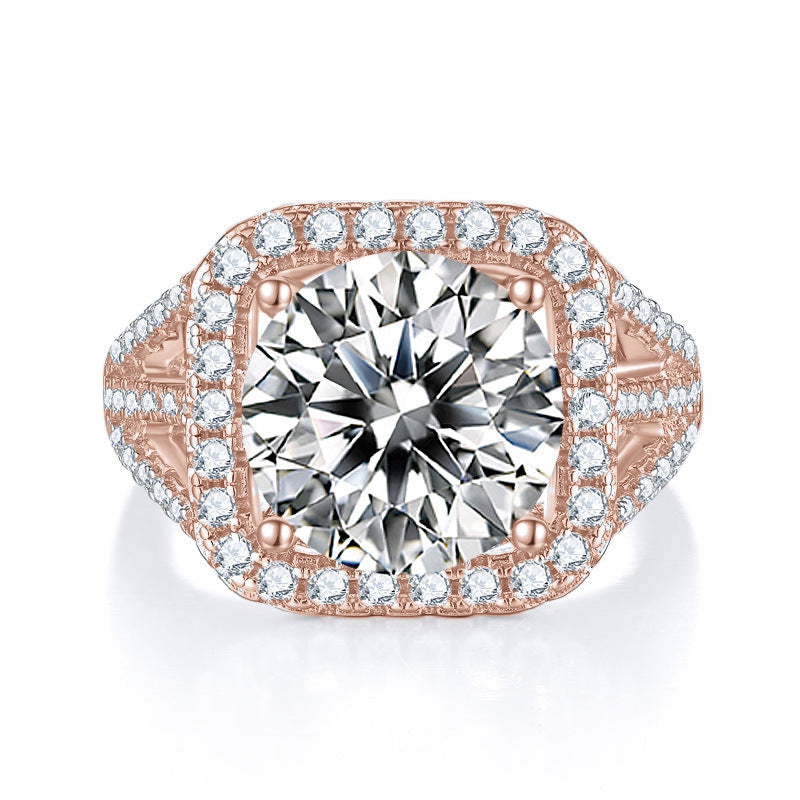 Victoria Round Moissanite Cushion Halo Engagement Ring, front view