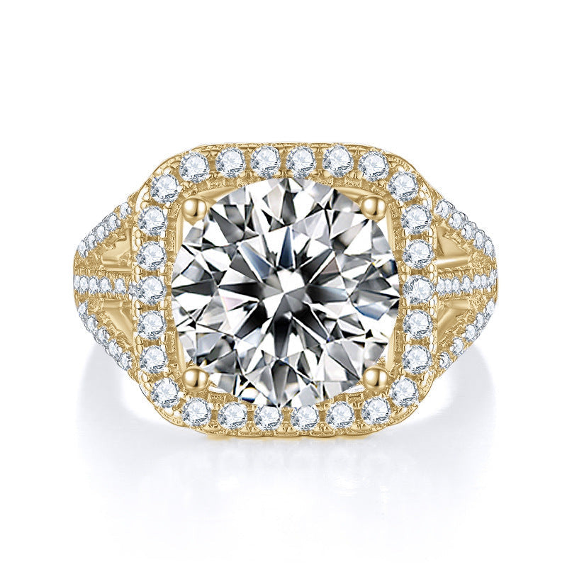 Victoria Round Moissanite Cushion Halo Engagement Ring, front view