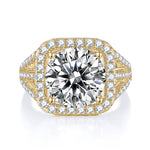 Victoria Round Moissanite Cushion Halo Engagement Ring, front view