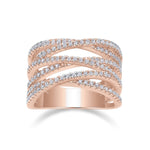 Wendy Moissanite Multi Row Crossover Ring, front view