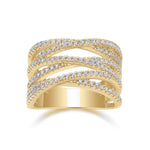 Wendy Moissanite Multi Row Crossover Ring, front view