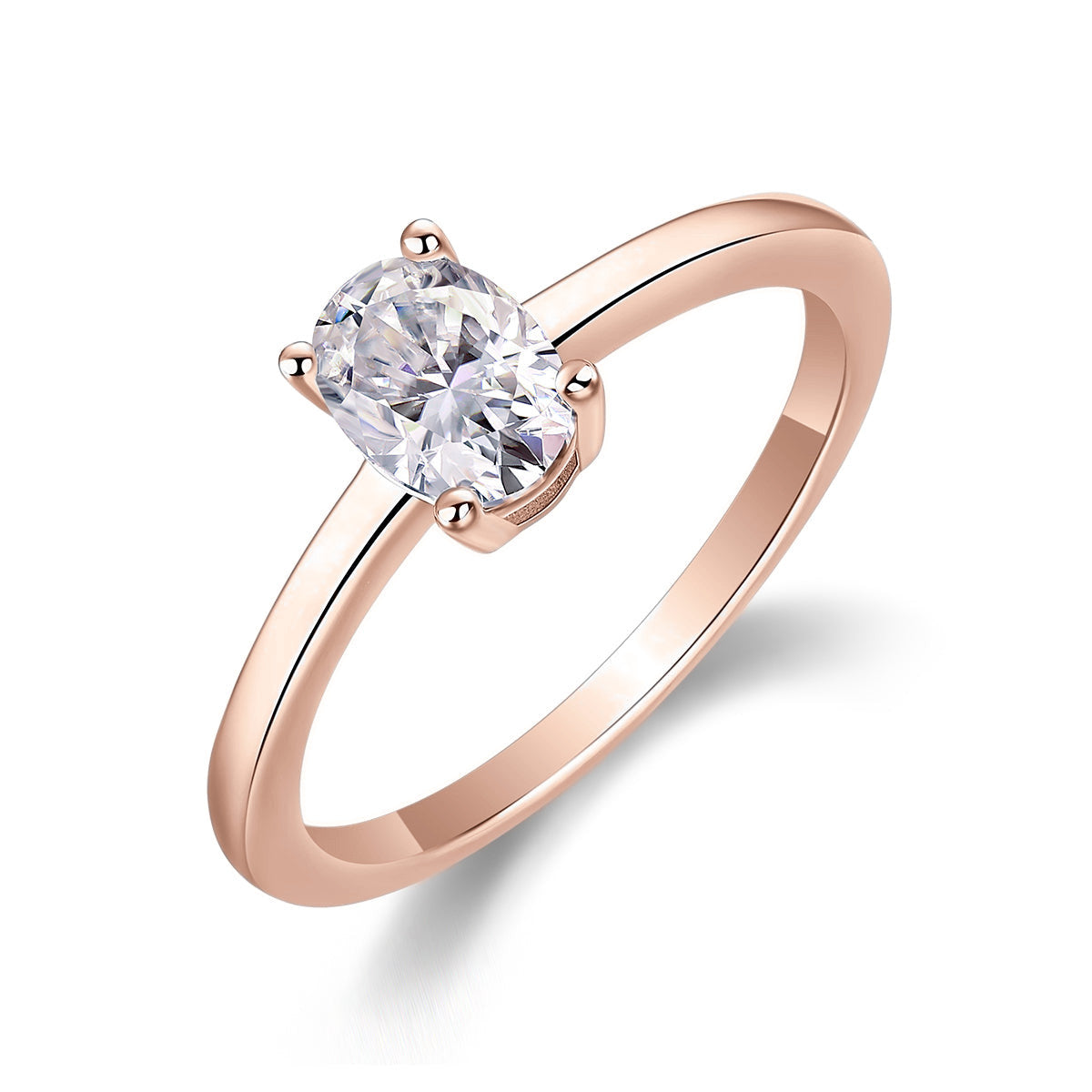 Willow Oval Moissanite Solitaire Engagement Ring in 18K rose gold plating