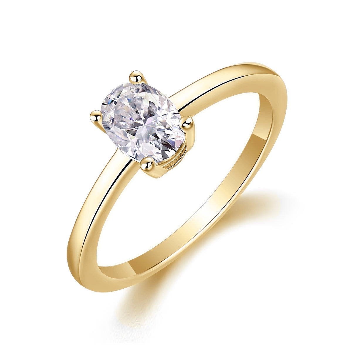 Willow Oval Moissanite Solitaire Engagement Ring in 18K yellow gold plating