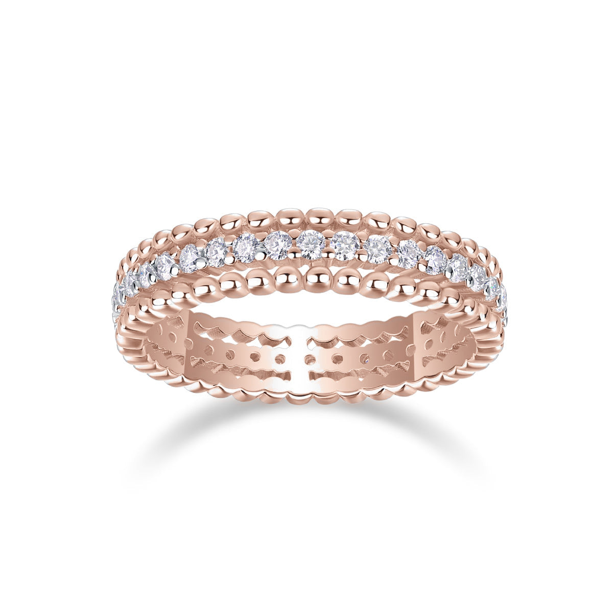 Winnie Round Moissanite Beaded Eternity Band, front view