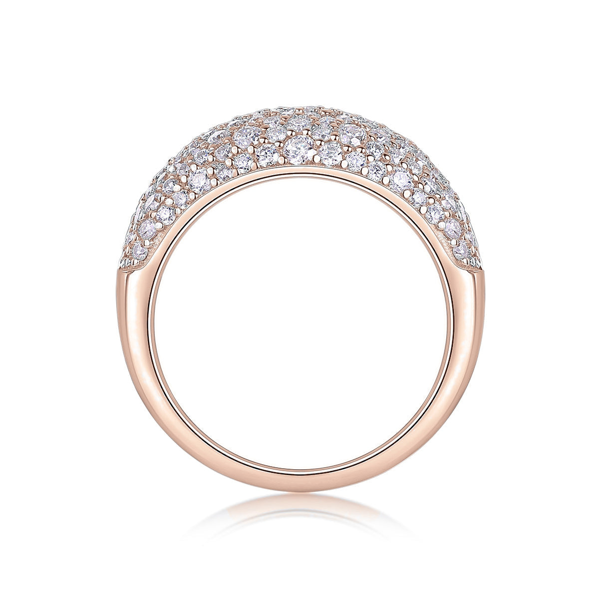 Wren Moissanite Pavé Dome Ring in 18K rose gold plating, front view