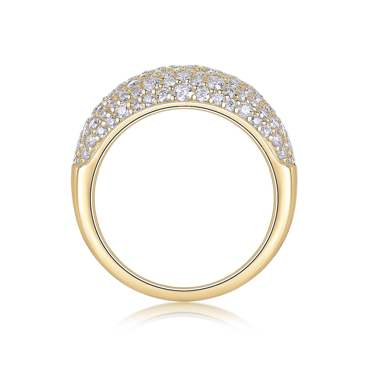 Wren Moissanite Pavé Dome Ring in 18K yellow gold plating, front view