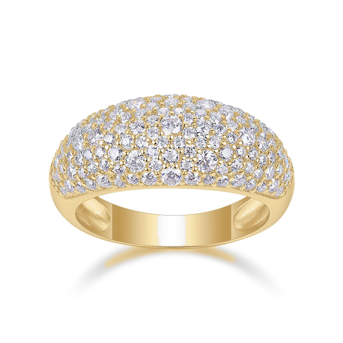 Wren Moissanite Pavé Dome Ring in 18K yellow gold plating, front view