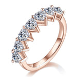 Yara Heart Moissanite Half Eternity Band in 18K rose gold plating