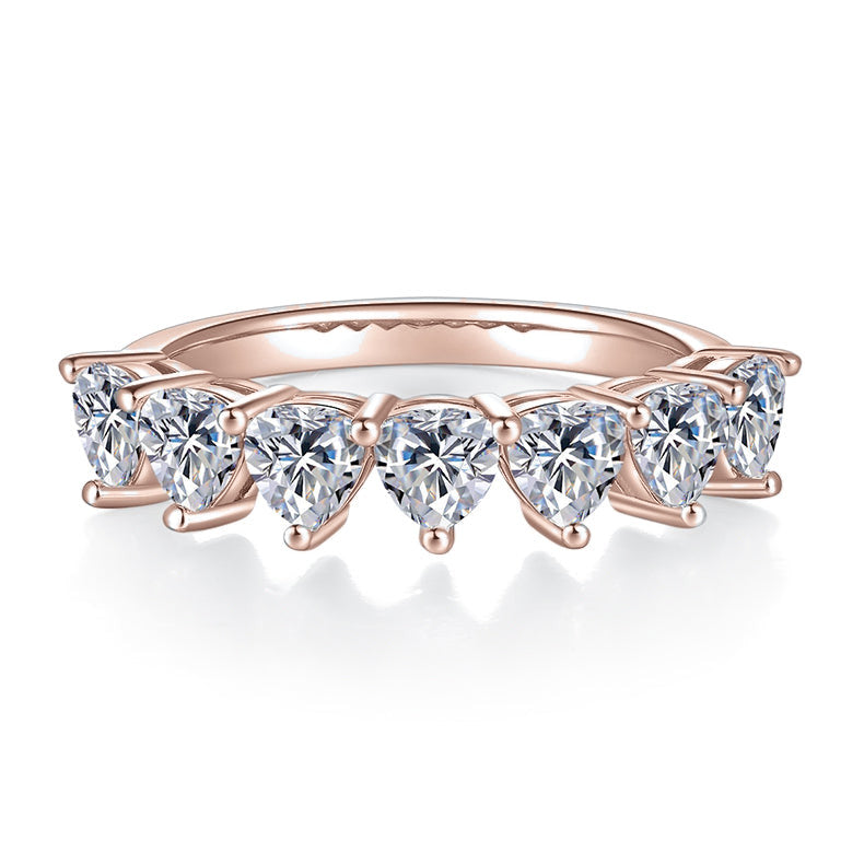 Yara Heart Moissanite Half Eternity Band, front view
