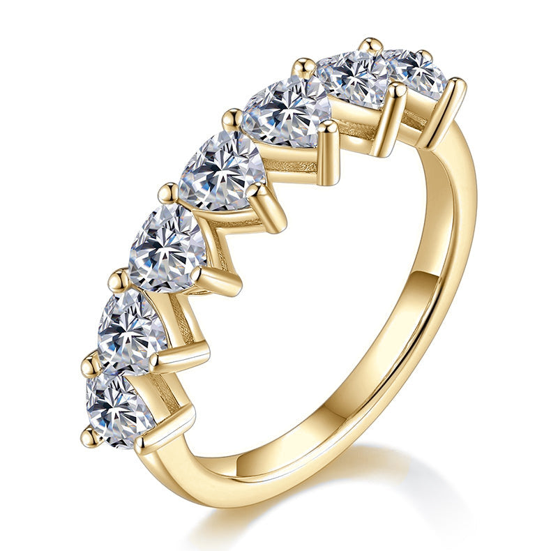 Yara Heart Moissanite Half Eternity Band in 18K yellow gold plating