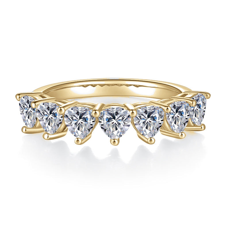 Yara Heart Moissanite Half Eternity Band, front view