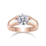 Yasmin Round Moissanite Half Bezel Engagement Ring, front view