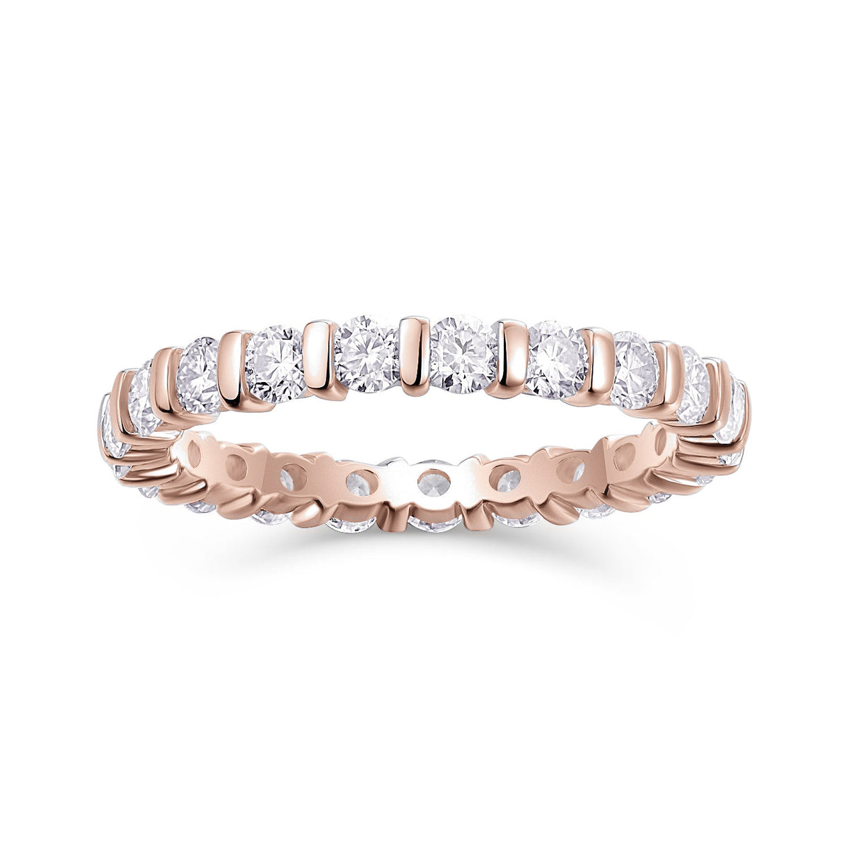 Yvonne Round Moissanite Bar Set Eternity Band, front view