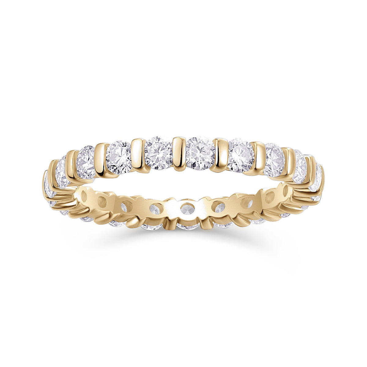 Yvonne Round Moissanite Bar Set Eternity Band, front view